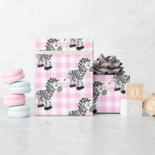 Papier Cadeau Zèbres En En vichy Rose