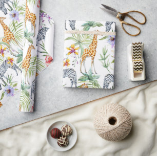 Papier Cadeau Zèbres Et Giraffes Oh Mon