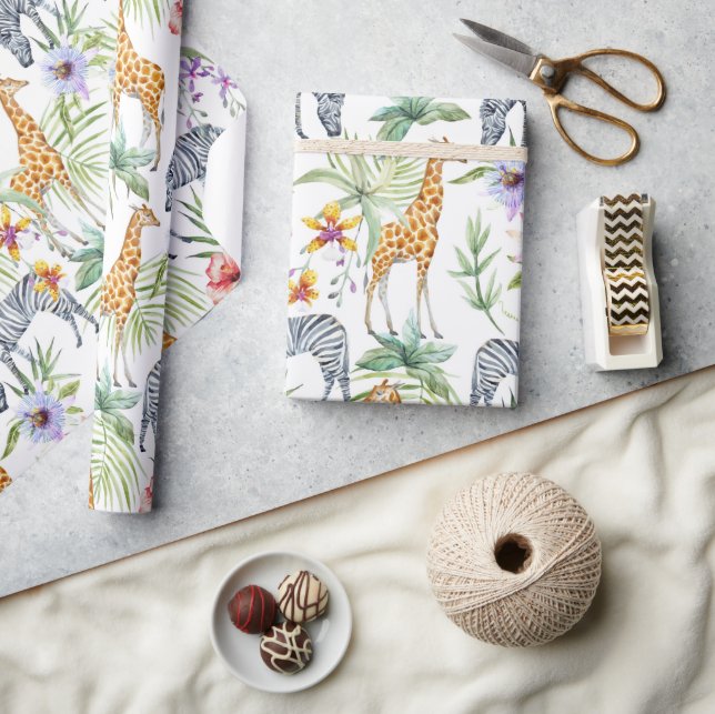 Papier Cadeau Zèbres Et Giraffes Oh Mon (Artisanat)