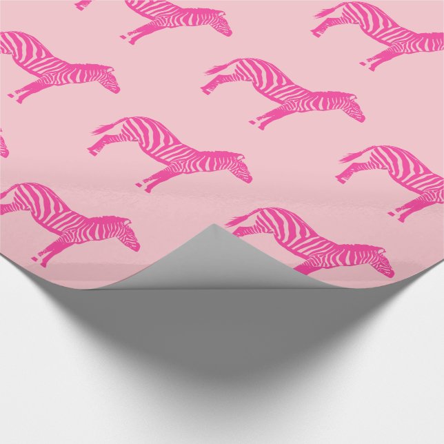 Papier Cadeau Zèbres - Fuchsia et rose clair (Coin)