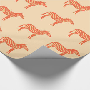 Papier Cadeau Zèbres - Mandarin et orange clair