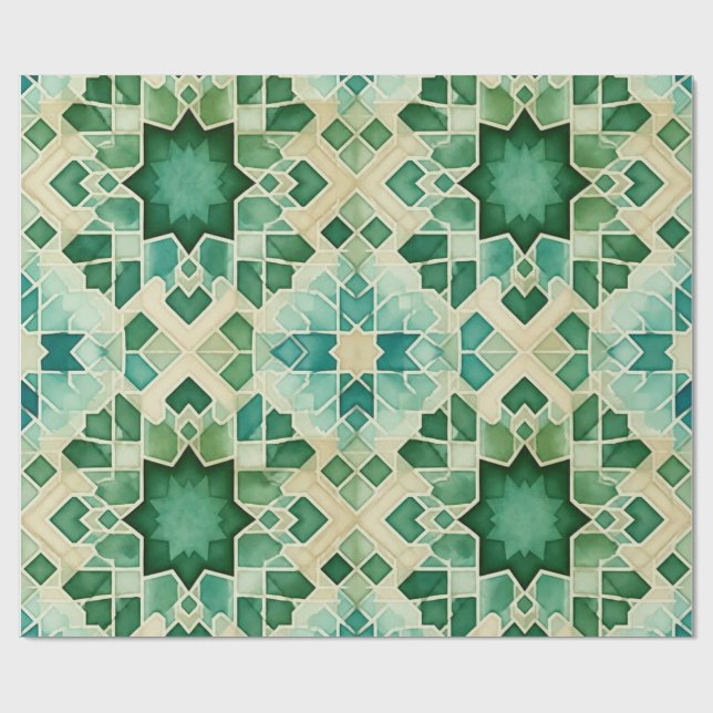 Papier Cadeau Zellige Vert Turquoise (Plat)