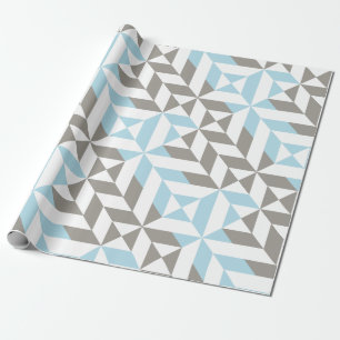 Papier Cadeau ZigZag géométrique bleu et argent