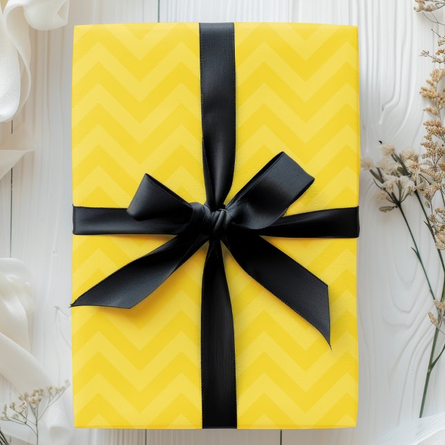 Papier Cadeau Zigzag Jaune Doré Chevron Stripes (Créateur téléchargé)