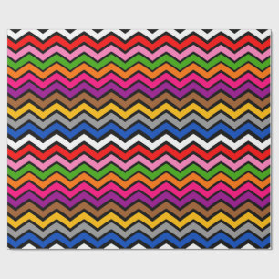 Papier Cadeau Zigzag multicolore Chevron Design noir