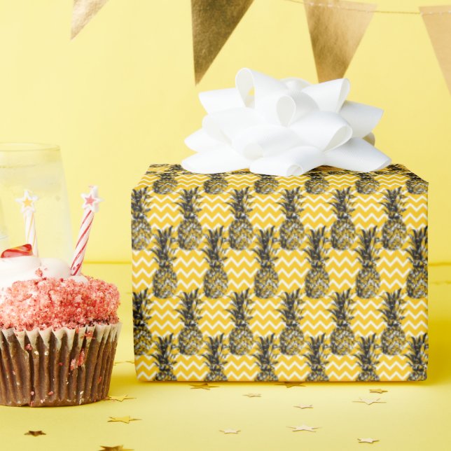 Papier Cadeau Zigzags ananas (Fête d'anniversaire)