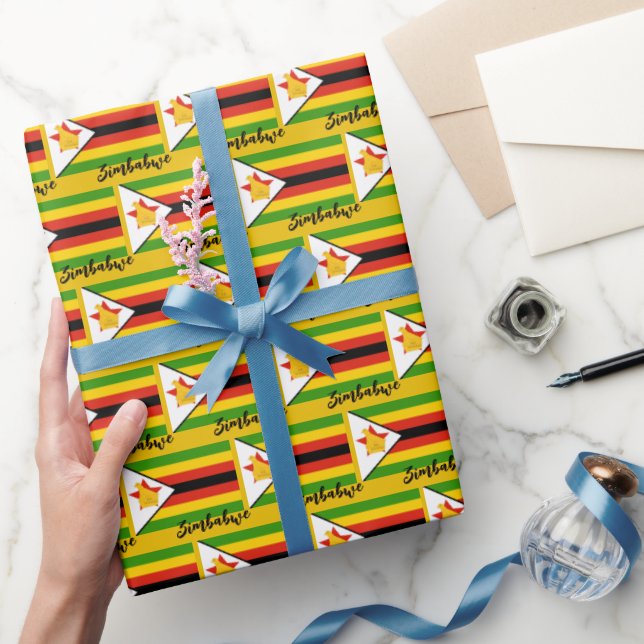 Papier Cadeau Zimbabwe Wrapper Paper, Zimbabwe Drapeau patriotiq (Cadeaux)
