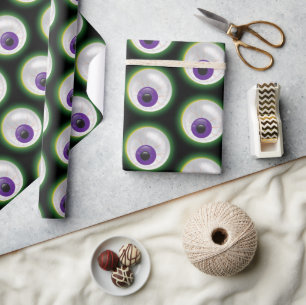Papier Cadeau Zombie Eyeballs Halloween Monster Eye violet