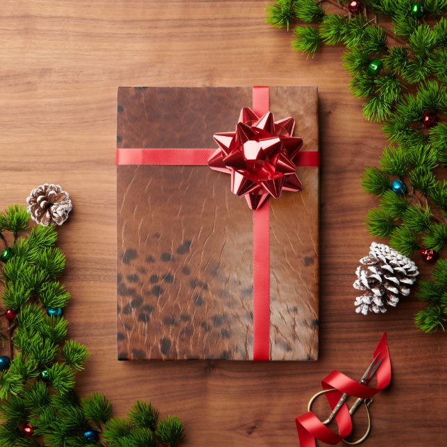Papier Cadeau Zones de léopard en cuir Brown (Cadeau de vacances)