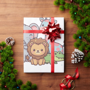 Papier Cadeau Zoo Mignon Animal Kawaii Enfant Amusement Sauvages
