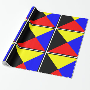 Papier Cadeau Zoulou : bleu, rouge, noir, jaune
