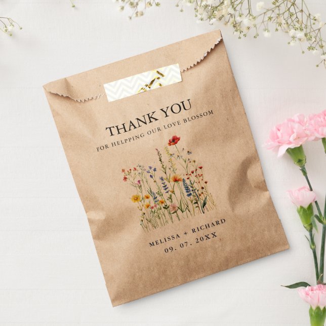 Papier Cadeaux de mariage en sachets de graines de remerc (Scellé)
