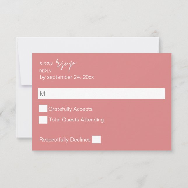 Papier calligraphié MOD Rose Poussiéreux sans RSVP (Devant)