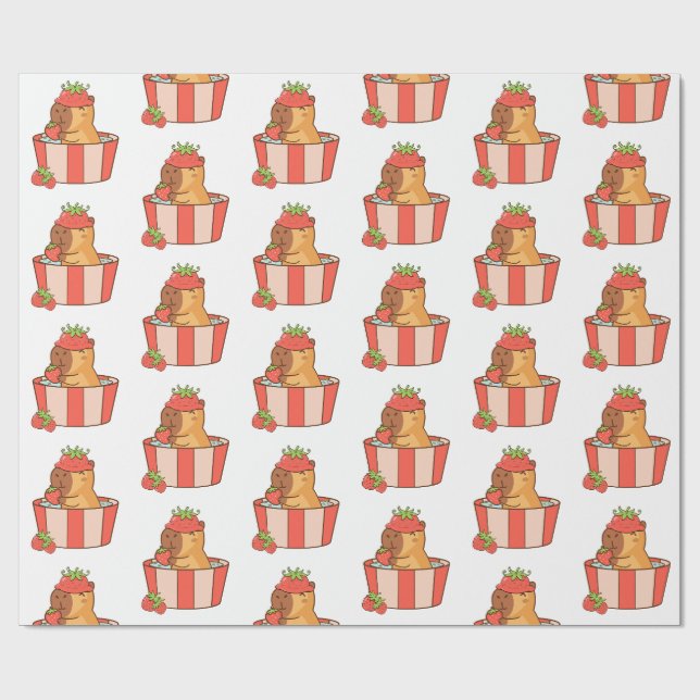 Papier capybara | Enveloppe cadeau animal mignon (Plat)