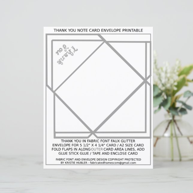 Papier Carte de remerciements argent (Debout devant)