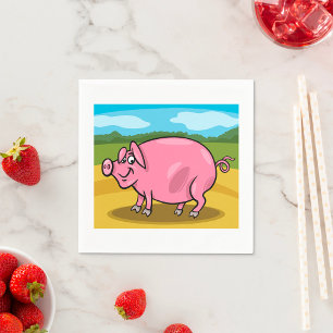 Papier Cartographier Le Cochon Sur Une Serviette En Papie