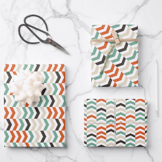 Papier Chevron Moderne - Enveloppement Cadeau Colo (Recto)