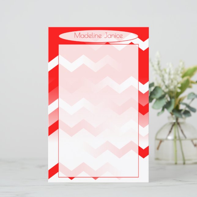 Papier Chevron Red & White pour écriture manuscrit (Debout devant)