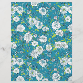 Papier Chrysanthemum Chinoiserie, Turquoise