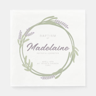 Papier Couronne de lavande pour baptême - Serviette en pa