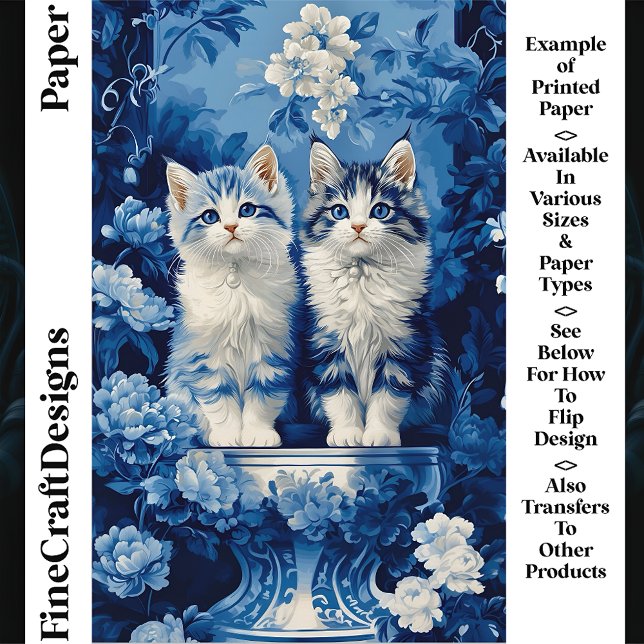 Papier Craft CP7 Fleurs Chatons Bleus et Blancs Or (Créateur téléchargé)