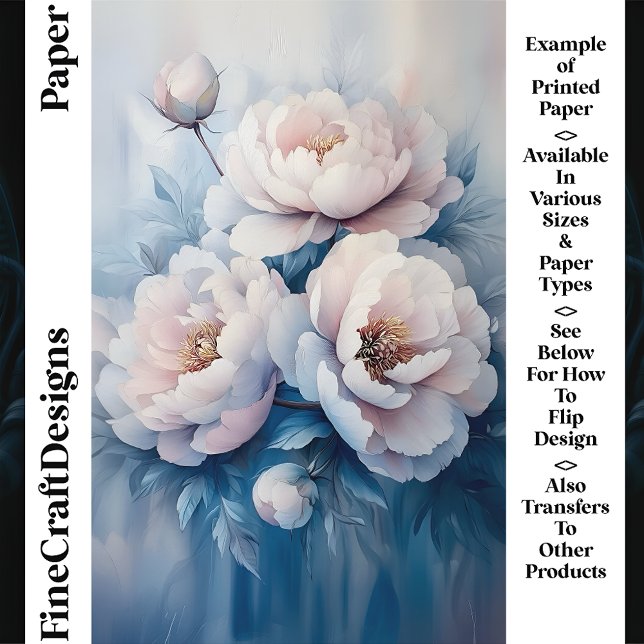 Papier Craft CR1 Pivoines Blanches et Roses Douces (Créateur téléchargé)