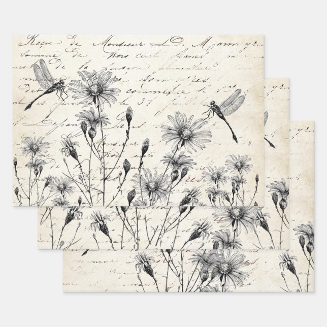 Papier Craft Découpe de Dragonfly Fleur des Champs (Lot)