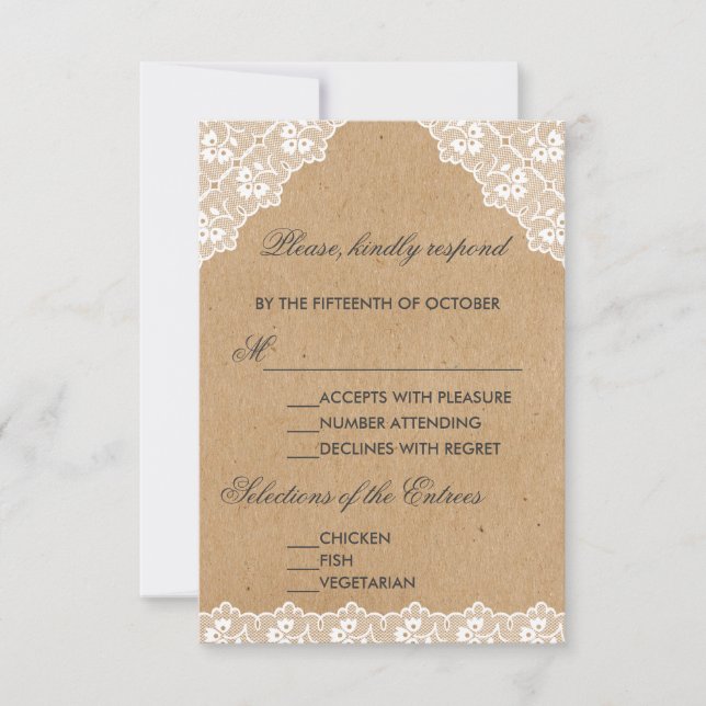 Papier Craft Mariage Dentelle Vintage RSVP (Devant)