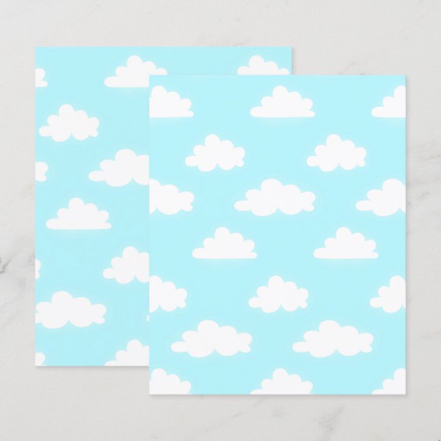 Papier craft pour scrapbooking Ciel Bleu avec Nuag (Devant / Derrière)