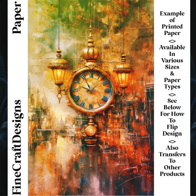Papier Craft Vibrant Horloge Dorée & Lanternes CS4 (Créateur téléchargé)