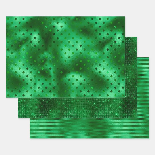 Papier d'aluminium vert à pois (Lot)