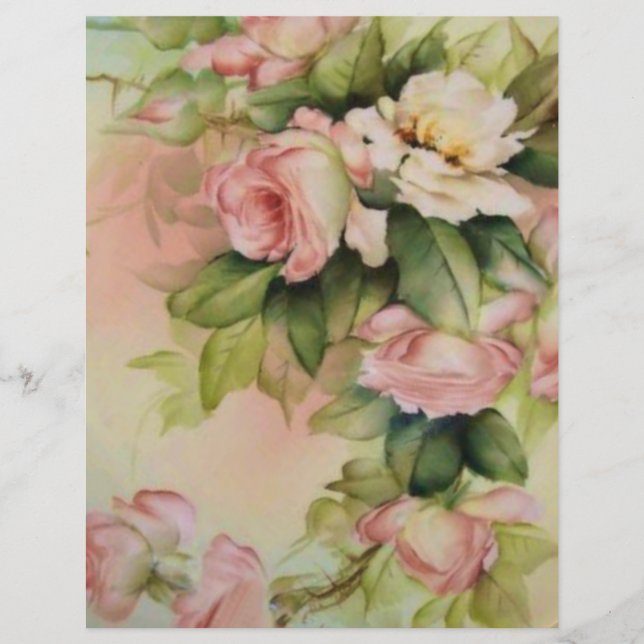 Papier d'artisanat d'art fleuri Rose peint à la ma (Devant)