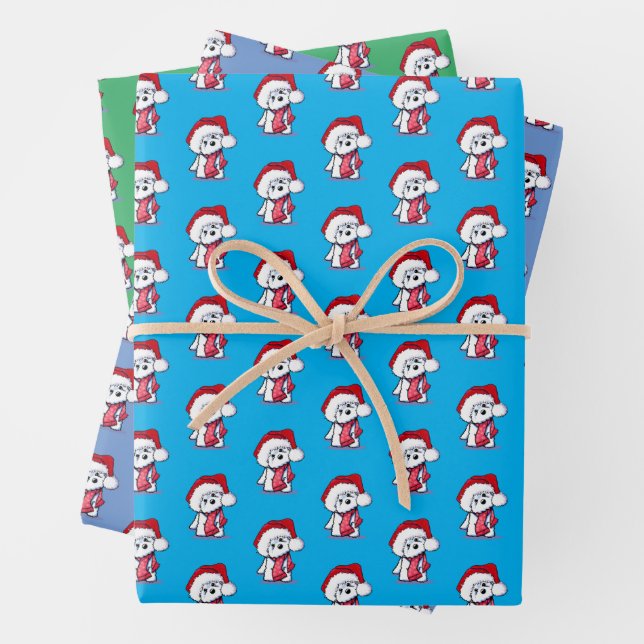 Papier de Bichon de Noël série de 3 feuilles (En situation)