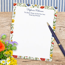 Papier de bordure florale colorée de fleurs sauvag