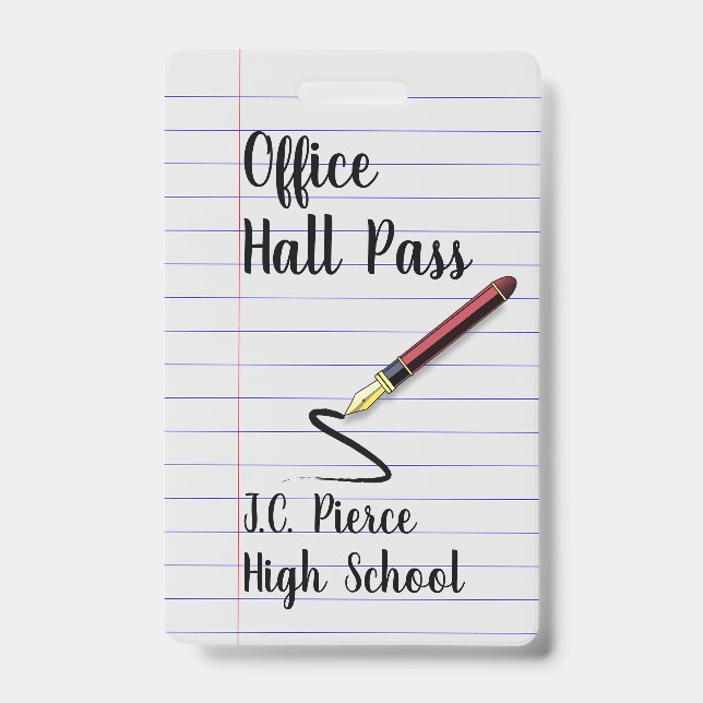 Papier de cahier de professeur Badge de laissez-pa (Avant)