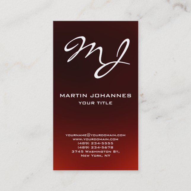 Papier de carte de visite monogramme calligraphiqu (Devant)