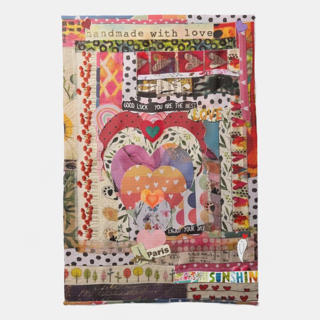 Papier de coeur Whimsical Art serviette de cuisine (Vertical)