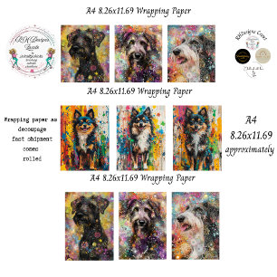 Papier de découpage A4 abstrait de chien coloré