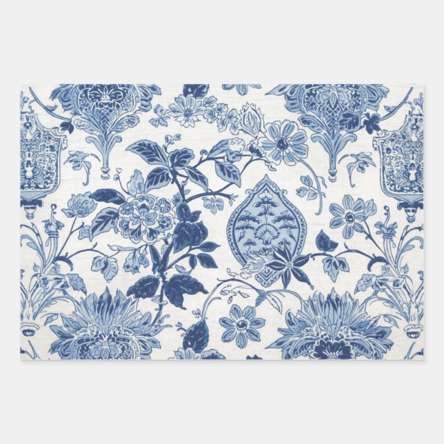 Papier de découpage botanique bleu neutre | Vintag (Devant)