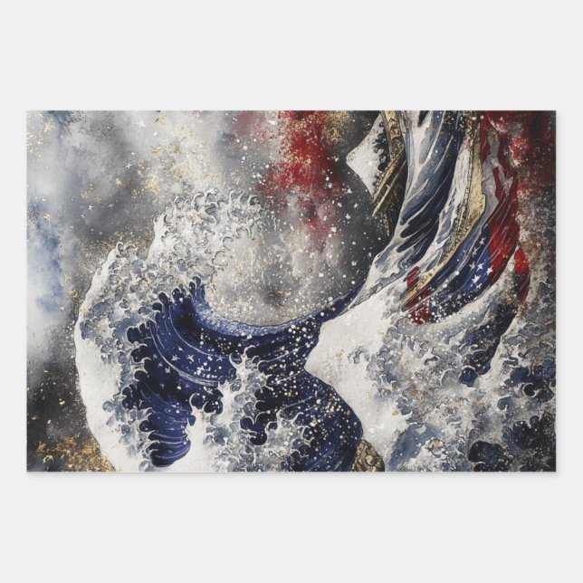 Papier de découpage drapeau américain USA aigle (Devant)