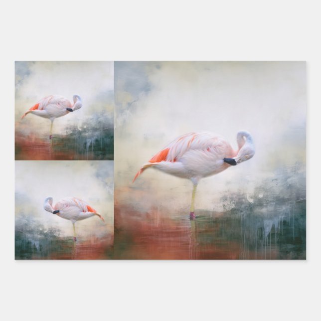Papier de découpage Flamant rose rose (Devant 3)