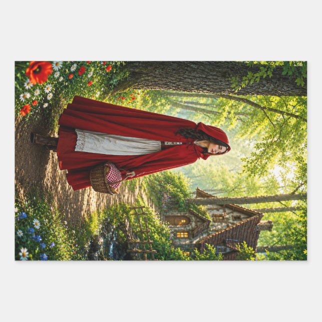 Papier de découpage pour emballage rouge avec rêve (Devant)