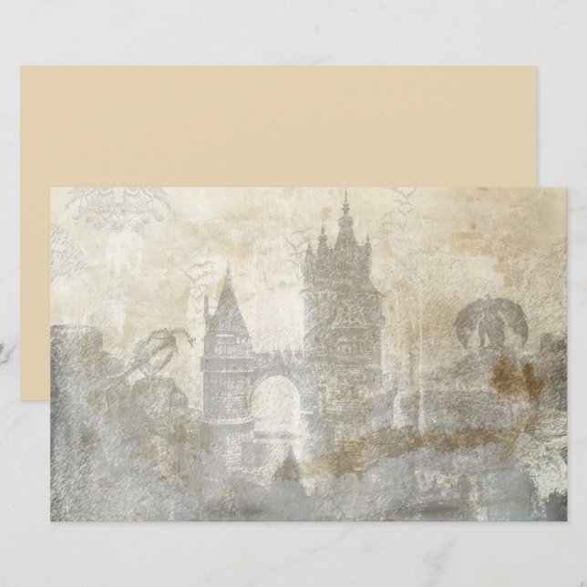Papier de découpage pour scrapbooking de vieux châ (Devant / Derrière)