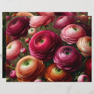 Papier de découpage Ranunculus Bourgogne