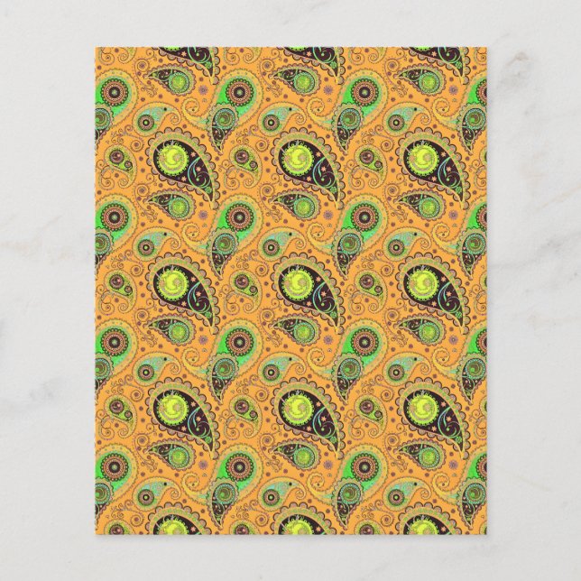 Papier de fond en paisley orange pour scrapbooking (Devant)