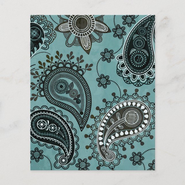 papier de fond en teal à poisley pour scrapbooking (Devant)