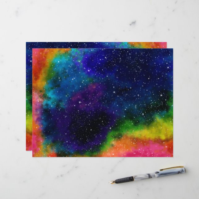 Papier de galaxie coloré (Devant/Arrière en situation)