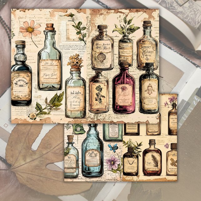 Papier de journal de junk floral de pharmacie vint (Créateur téléchargé)
