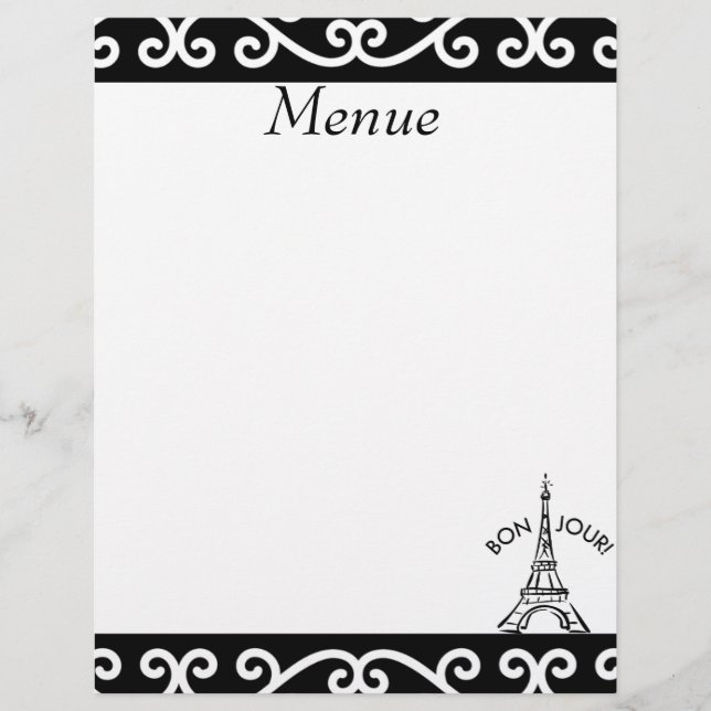 Papier de menu Pairs en-tête Customisé (Devant)