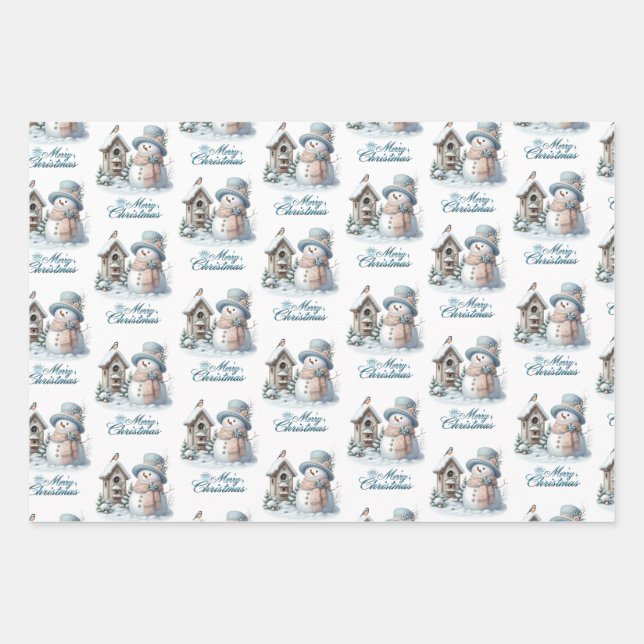 Papier de Noël Joyeux Bleu (Devant)